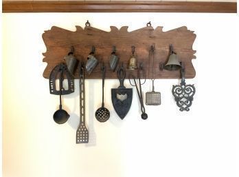 Antique Country Pine Hanging Rack With Implements (CTF10)