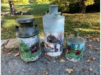 Three Artisan Painted Milk Cans (CTF20)