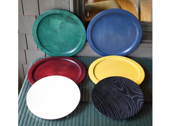 Artisan Colored Wood Plates, 6 Pcs (CTF10)