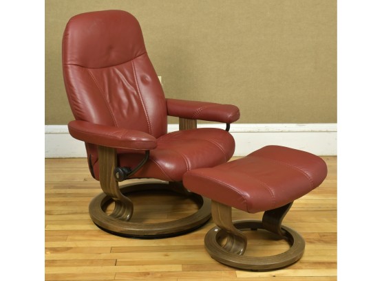 Ekornes Stressless Leather Chair And Ottoman, 2 Of 2 (CTF30)