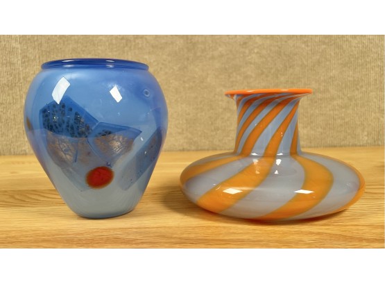Two Small Art Glass Vases (CTF20)