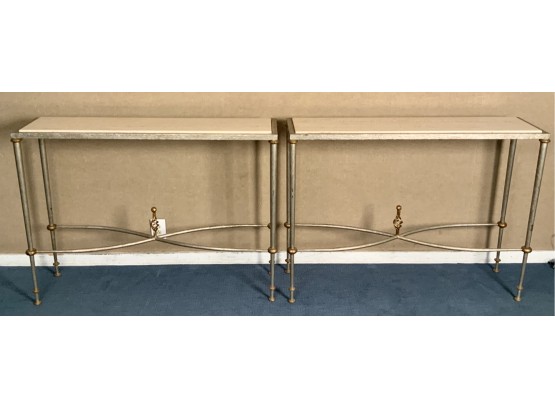 Pr. Iron And Marble Console Tables (CTF50)