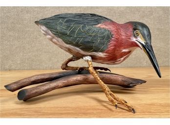 Jim Maas Carved And Painted Bird Sculpture, Green Heron (CTF20)