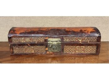 Vintage Asian Leather Bound Scroll Box (CTF10)