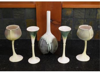 Alan And Brenda Newman Porcelain Goblets And Vase, 5 Pcs (CTF20)