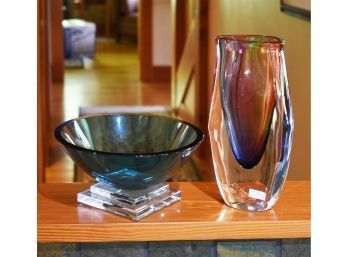 Art Glass Vase And Bowl (CTF10)