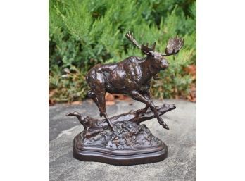 Signed Limited Edition Bronze Moose Sculpture (CTF10)