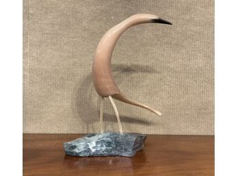 Signed Inuit Horn And Stone Bird Sculpture (CTF20)