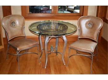 Modern Steel And Glass Table With Chairs (CTF50)