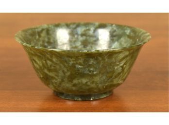 Carved Spinach Green Jade Bowl (CTF10)