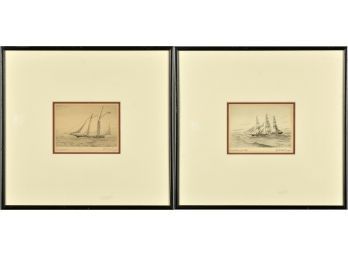 Two Pencil Signed Etchings, Ships (cTF10)