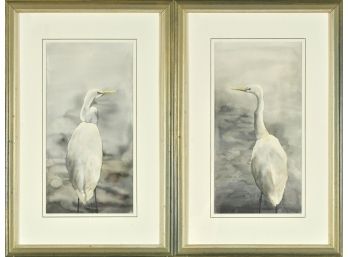 Two Lyn Snow Watercolors, Egrets (CTF20)