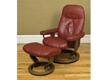 Ekornes Stressless Leather Chair And Ottoman, 1 Of 2 (CTF30)