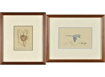 Two Judy Brenner Etchings, Heading Home & Wrens Nest (CTF10)