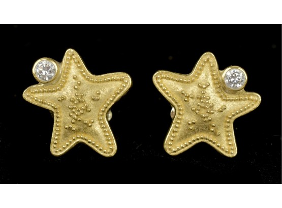 Designer 18k Diamond Star Earrings (CTF10)