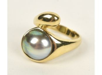 18K Grey Pearl Ring (CTF10)