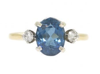 14k Gold Diamond And Blue Topaz Ring (CTF10)