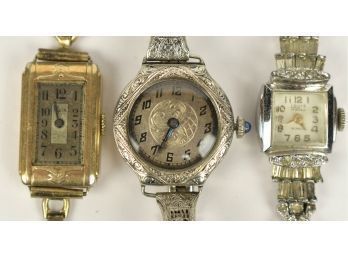Three Ladies Wrist Watches, Gold Filled (CTF10)