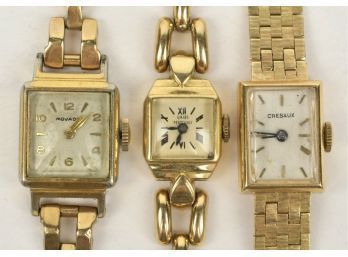 Three Gold Ladies Wrist Watches (CTF10)