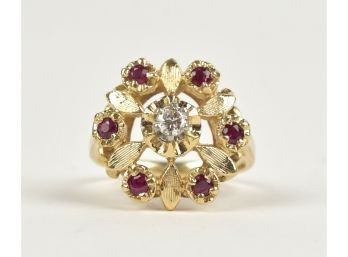 14k Gold Diamond And Ruby Ring (CTF10)