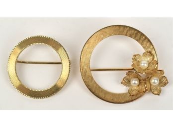 Two 14k Gold Circle Pins (CTF10)