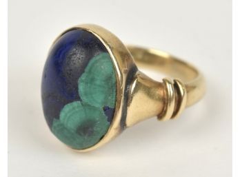 Vintage 10-14K Azurite Malachite Cabochon Ring (CTF)