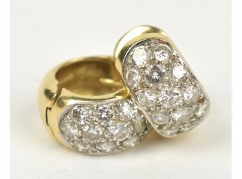18k Gold And Diamond Huggie Earrings (CTF10)