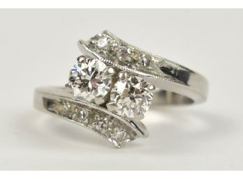 Vintage 14K White Gold Bypass Diamond Ring (CTF10)
