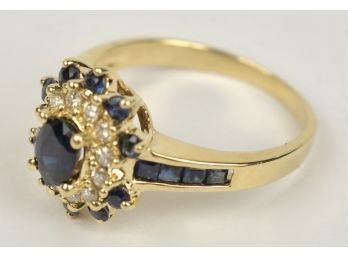 10K Gold Blue Sapphire & Diamond Ring (CTF10)