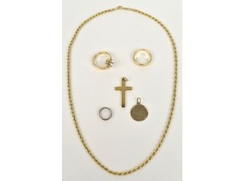 14k Gold Rings, Cross And Chain (CTF10)