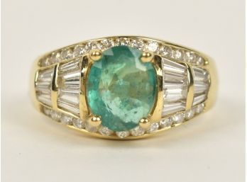 Fine 18k Gold Emerald & Diamond Ring (CTF10)