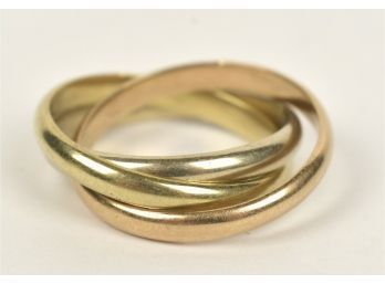 14K Tri-color Gold Trinity/rolling Ring (CTF10)