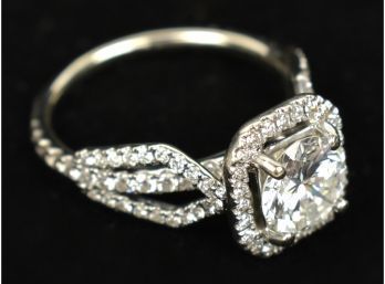 Venetti 14K White Gold Diamond Halo Style Engagement Ring (CTF10)