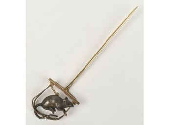 14k Gold And Silver Mouse Trap Stick Pin (CTF10)