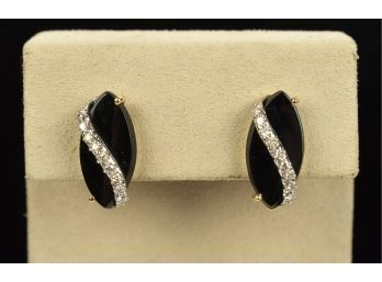 Onyx & Diamond 14K Earrings (CTF10)