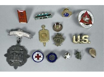 Emblem Pins And Medals, Some 14k, 13pcs.  (CTF10)