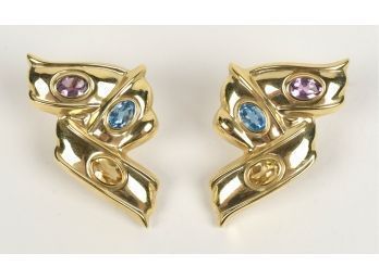 Jazzy 14k Gold Gem Set Earrings (CTF10)