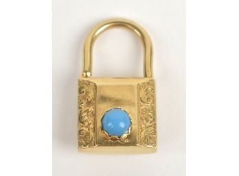 Vintage 18k Gold Lock Pendant (CTF10)
