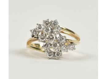 14k Gold Diamond Cluster Ring (CTF10)