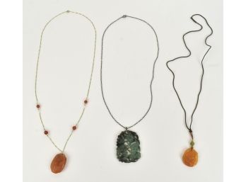 Chinese Carved Carnelian And Jade Pendants (CTF10)