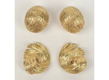 Two Pair Of 14k Gold Earrings (CTF10)