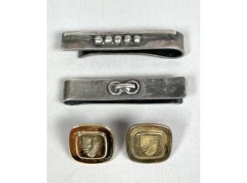 Tiffany & Co. Sterling Cufflinks, With Sterling Tie Clips (CTF10)