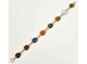 Vintage 14k Gold And Gemstone Scarab Bracelet (CTF10)
