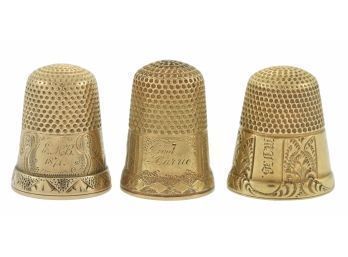Three Victorian Gold Thimbles (CTF10)