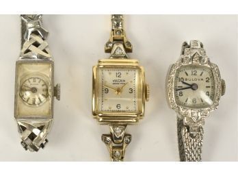 Three 14k Gold Ladies Watches (CTF10)