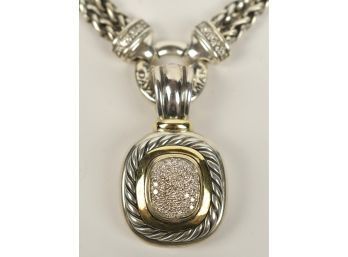 David Yurman Diamond Silver & 18K Necklace & Enhancer (CTF10)
