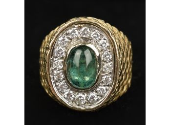 14k Gold Emerald And Diamond Ring (CTF10)
