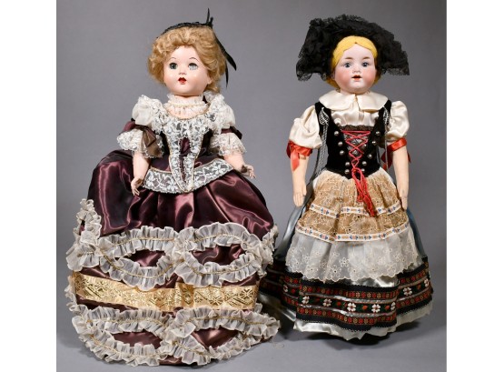 Unmarked Austrian Composite Doll And Armand Marseille Swiss Bisque Head Doll (CTF20)