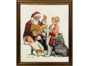 Victor Olson Watercolor, Santa Reading (CTF10)