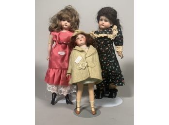 Three Antique Bisque Head Dolls (CTF10)